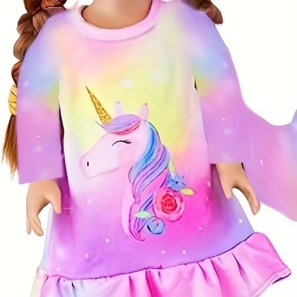 Unicorn Rainbow Dress with Matching Doll Set - Picture 3 of 3